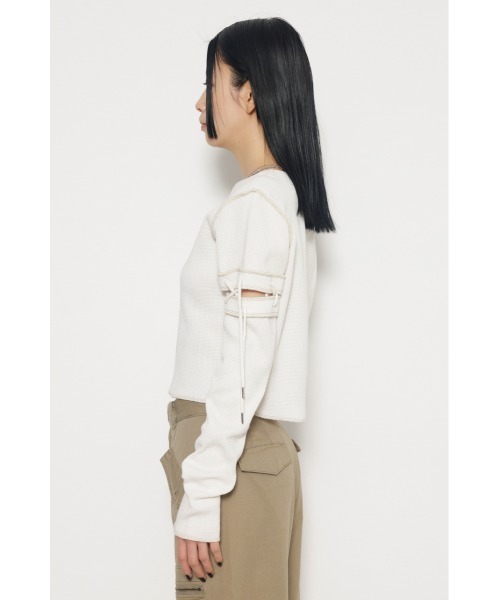 LAGUA GEM(ラグアジェム)の「2WAY LACE UP THERMAL トップス(Tシャツ/カットソー・レディース・オフホワイト/レッド/ライトブラック・FREE)」の10枚目の写真