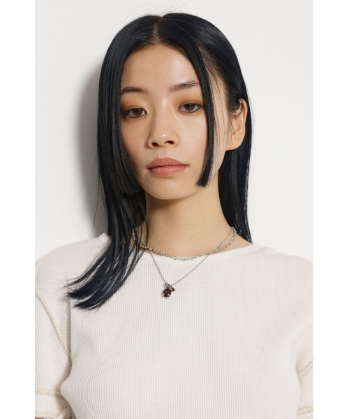LAGUA GEM(ラグアジェム)の「2WAY LACE UP THERMAL トップス(Tシャツ/カットソー・レディース・オフホワイト/レッド/ライトブラック・FREE)」の14枚目の写真