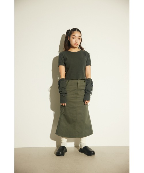 LAGUA GEM(ラグアジェム)の「2WAY LACE UP THERMAL トップス(Tシャツ/カットソー・レディース・オフホワイト/レッド/ライトブラック・FREE)」の19枚目の写真