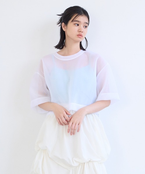 2024-25AW　ランバンオンブルー　クロップドカットソー　ダンボール　ポンチ 2024-25AW ランバンオンブルー クロップドカットソー ダンボール