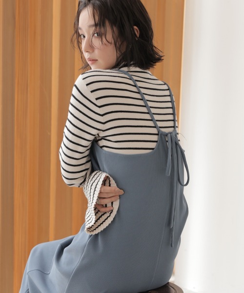 frames RAY CASSIN（フレームスレイカズン）の「シーズンレスリブデザインキャミワンピース（ワンピース・レディース・ブルー/マスタード/ブラック/キナリ・FREE）」の4枚目の写真