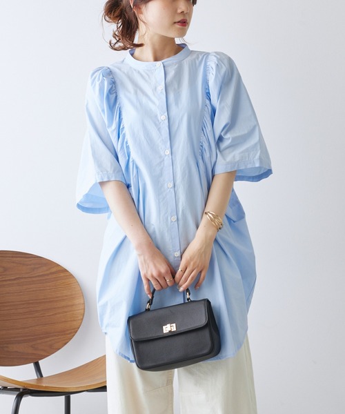 新品　PUAL CE CIN ホワイト 【Du noir】スタンドカラーブラウス PUAL CE CIN（ピュアルセシン）の「【WEB限定・Du noir】バンド