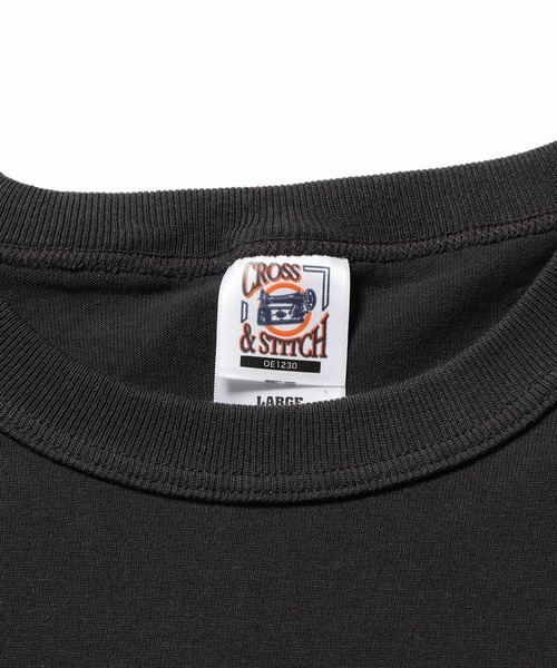 CROSS & STITCH(クロスステッチ)の「CROSS&STITCH/クロスアンドステッチ オープンエンド 3/4スリーブ ベースボールTシャツ バインダーネック 2026年 夏 夏服(Tシャツ/カットソー・メンズ・ホワイト×グリーン/ホワイト×ブルー/ホワイト×レッド/グレー系/スミクロ・M/XL/S/L)」の9枚目の写真