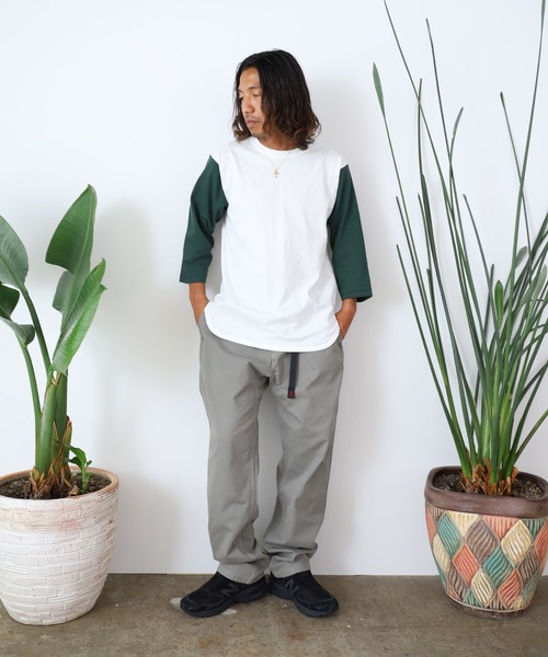 CROSS & STITCH(クロスステッチ)の「CROSS&STITCH/クロスアンドステッチ オープンエンド 3/4スリーブ ベースボールTシャツ バインダーネック 2026年 夏 夏服(Tシャツ/カットソー・メンズ・ホワイト×グリーン/ホワイト×ブルー/ホワイト×レッド/グレー系/スミクロ・M/XL/S/L)」の16枚目の写真