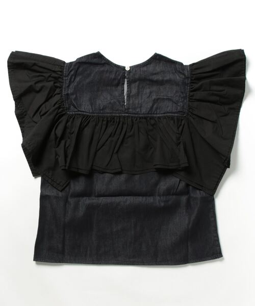 REAL CUBE（リアルキューブ）の「ダブルフリルスリーブデニムブラウス（シャツ/ブラウス・レディース・ダークネイビー・M）」の6枚目の写真