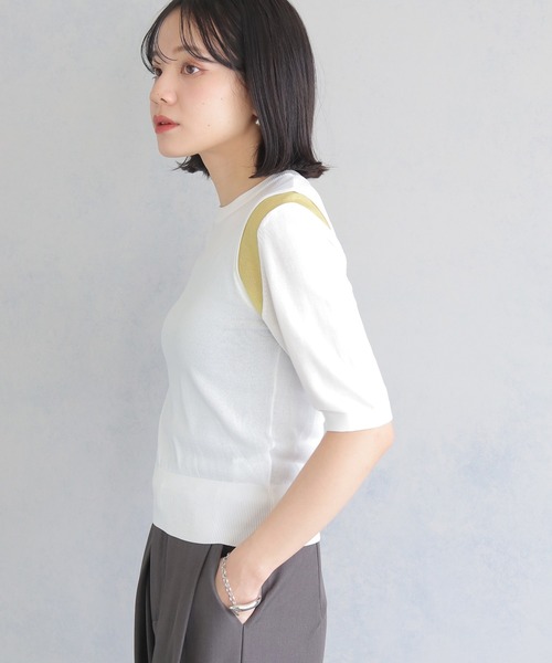 cheriella(シェリエラ)の「【cheriella】WEB限定配色ラインシアーニット WEB LIMITED CONTRAST LINE SHEER KNIT(ニット/セーター・レディース・チャコールグレー/オフホワイト/ブラック・M)」の1枚目の写真