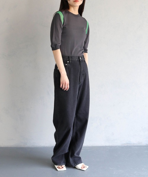 cheriella(シェリエラ)の「【cheriella】WEB限定配色ラインシアーニット WEB LIMITED CONTRAST LINE SHEER KNIT(ニット/セーター・レディース・チャコールグレー/オフホワイト/ブラック・M)」の21枚目の写真