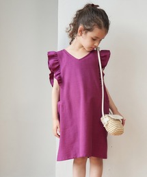 【KIDS】リンクコーデ/麻調フリルジャンパースカート