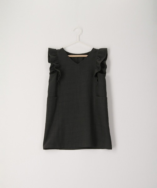 ROPE' PICNIC（ロペピクニック）の「【KIDS】リンクコーデ/麻調フリルジャンパースカート（ワンピース・キッズ・ピンク/チャコールグレー・110/120/130/140/150）」の5枚目の写真