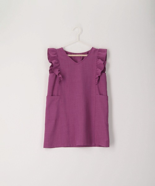 ROPE' PICNIC（ロペピクニック）の「【KIDS】リンクコーデ/麻調フリルジャンパースカート（ワンピース・キッズ・ピンク/チャコールグレー・110/120/130/140/150）」の12枚目の写真