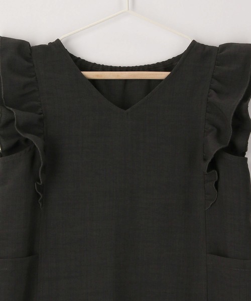 ROPE' PICNIC（ロペピクニック）の「【KIDS】リンクコーデ/麻調フリルジャンパースカート（ワンピース・キッズ・ピンク/チャコールグレー・110/120/130/140/150）」の7枚目の写真