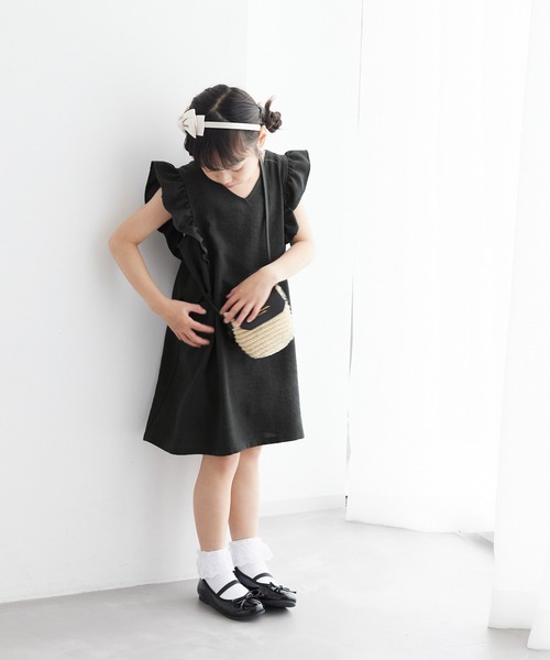 ROPE' PICNIC（ロペピクニック）の「【KIDS】リンクコーデ/麻調フリルジャンパースカート（ワンピース・キッズ・ピンク/チャコールグレー・110/120/130/140/150）」の18枚目の写真