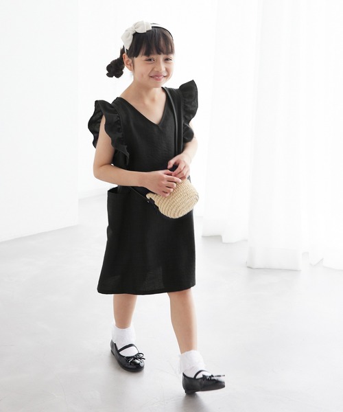 ROPE' PICNIC（ロペピクニック）の「【KIDS】リンクコーデ/麻調フリルジャンパースカート（ワンピース・キッズ・ピンク/チャコールグレー・110/120/130/140/150）」の17枚目の写真