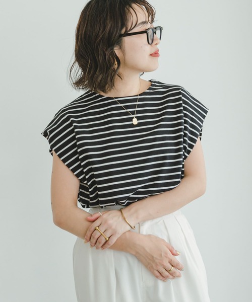 ITEMS URBANRESEARCH（アイテムズ アーバンリサーチ）の「カラーボーダーフレンチTシャツ（Tシャツ/カットソー・レディース・ブラック系その他/グレー系その他/イエロー系その他/ホワイト系その他・FREE）」の3枚目の写真