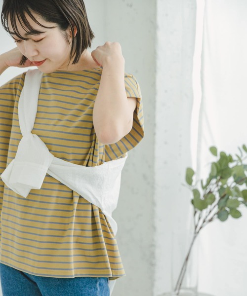 ITEMS URBANRESEARCH（アイテムズ アーバンリサーチ）の「カラーボーダーフレンチTシャツ（Tシャツ/カットソー・レディース・ブラック系その他/グレー系その他/イエロー系その他/ホワイト系その他・FREE）」の22枚目の写真