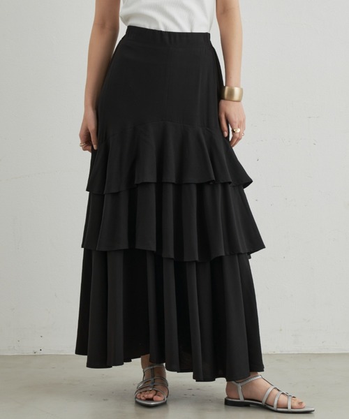 Aunt Marie's（アントマリーズ）の「アシメティアードボリュームスカート（スカート・レディース・チェック/ブラック/ホワイト・FREE）」の9枚目の写真