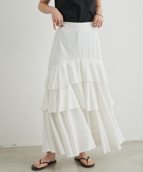 Aunt Marie's（アントマリーズ）の「アシメティアードボリュームスカート（スカート・レディース・チェック/ブラック/ホワイト・FREE）」の5枚目の写真