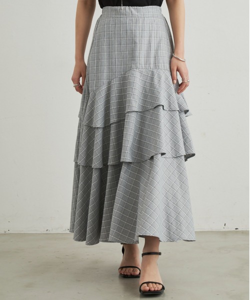 Aunt Marie's（アントマリーズ）の「アシメティアードボリュームスカート（スカート・レディース・チェック/ブラック/ホワイト・FREE）」の15枚目の写真