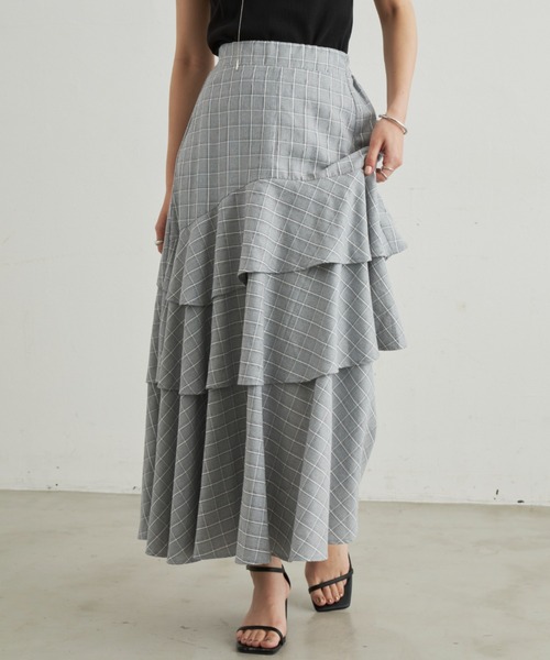 Aunt Marie's（アントマリーズ）の「アシメティアードボリュームスカート（スカート・レディース・チェック/ブラック/ホワイト・FREE）」の17枚目の写真