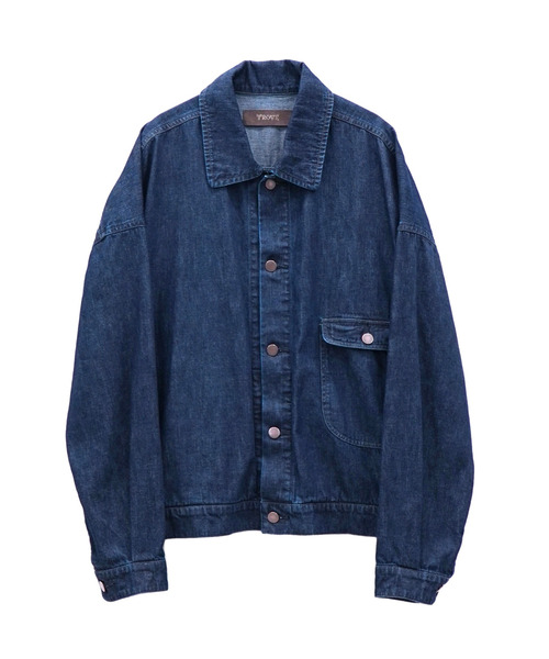 TROVE(トローヴ)の「TROVE トローヴ / OGC 9oz DENIM BLOUSON バイオウォッシュビッグシルエットデニムブルゾン / 69BLS01(ブルゾン・メンズ・インディゴブルー/グレー・1/2)」の2枚目の写真