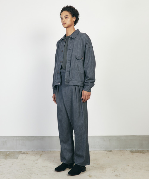 TROVE(トローヴ)の「TROVE トローヴ / OGC 9oz DENIM BLOUSON バイオウォッシュビッグシルエットデニムブルゾン / 69BLS01(ブルゾン・メンズ・インディゴブルー/グレー・1/2)」の3枚目の写真