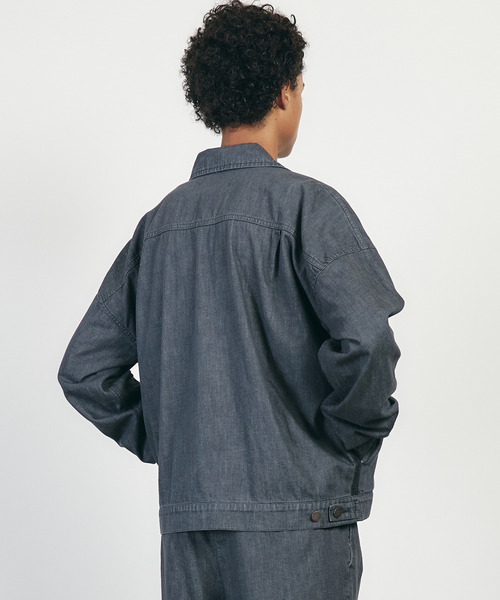 TROVE(トローヴ)の「TROVE トローヴ / OGC 9oz DENIM BLOUSON バイオウォッシュビッグシルエットデニムブルゾン / 69BLS01(ブルゾン・メンズ・インディゴブルー/グレー・1/2)」の6枚目の写真