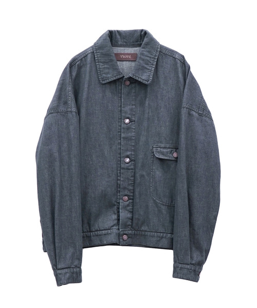 TROVE(トローヴ)の「TROVE トローヴ / OGC 9oz DENIM BLOUSON バイオウォッシュビッグシルエットデニムブルゾン / 69BLS01(ブルゾン・メンズ・インディゴブルー/グレー・1/2)」の4枚目の写真