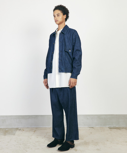 TROVE(トローヴ)の「TROVE トローヴ / OGC 9oz DENIM BLOUSON バイオウォッシュビッグシルエットデニムブルゾン / 69BLS01(ブルゾン・メンズ・インディゴブルー/グレー・1/2)」の5枚目の写真