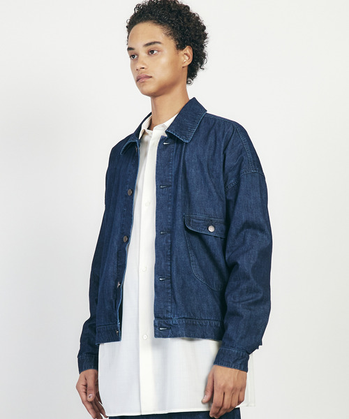 TROVE(トローヴ)の「TROVE トローヴ / OGC 9oz DENIM BLOUSON バイオウォッシュビッグシルエットデニムブルゾン / 69BLS01(ブルゾン・メンズ・インディゴブルー/グレー・1/2)」の7枚目の写真