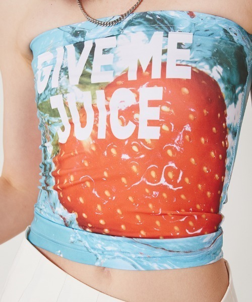 CRANK（クランク）の「A'GAM/9×.kom『CRANK/クランク』FRUIT PRINTING TUBE /フルーツプリンティング チューブトップ（その他トップス・レディース・ベージュ/ライトブルー・FREE）」の7枚目の写真