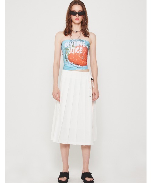 CRANK（クランク）の「A'GAM/9×.kom『CRANK/クランク』FRUIT PRINTING TUBE /フルーツプリンティング チューブトップ（その他トップス・レディース・ベージュ/ライトブルー・FREE）」の8枚目の写真