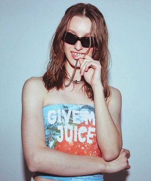 CRANK（クランク）の「A'GAM/9×.kom『CRANK/クランク』FRUIT PRINTING TUBE /フルーツプリンティング チューブトップ（その他トップス・レディース・ベージュ/ライトブルー・FREE）」の14枚目の写真