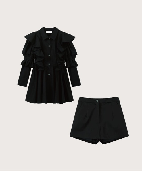 Ruffle Design Shirt Dress