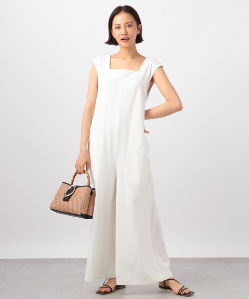 BARNYARDSTORM（バンヤードストーム）の「【撥水・接触冷感】スクエアーワイドオールインワン（つなぎ/オールインワン・レディース・ホワイト/ブラック・1/0）」の3枚目の写真