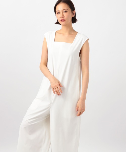 BARNYARDSTORM（バンヤードストーム）の「【撥水・接触冷感】スクエアーワイドオールインワン（つなぎ/オールインワン・レディース・ホワイト/ブラック・1/0）」の5枚目の写真