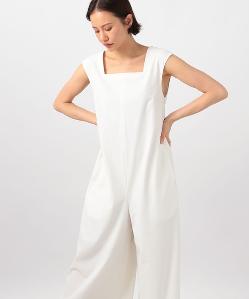 BARNYARDSTORM（バンヤードストーム）の「【撥水・接触冷感】スクエアーワイドオールインワン（つなぎ/オールインワン・レディース・ホワイト/ブラック・1/0）」の6枚目の写真