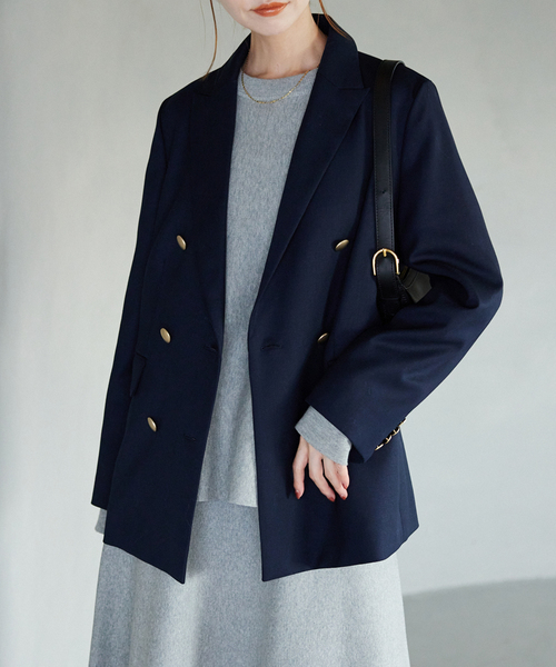 セール】ウール混ダブルブレストジャケット（テーラードジャケット