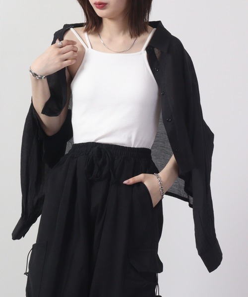 &soiree(アンドソワレ)の「&soiree バッククロスカップ付キャミソール(キャミソール・レディース・グリーン/パープル/ブラック/オフホワイト・F)」の19枚目の写真