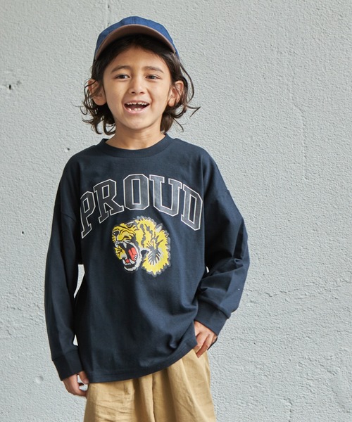 PAIRMANON STREET(ペアマノンストリート)の「【PAIRMANON STREET】【かぞくおそろい】ビッグシルエット 長袖プリントTシャツ(Tシャツ/カットソー・キッズ・ベージュ系その他2/ホワイト系その他/パープル系その他/ブルー系その他/オレンジ系その他/グリーン系その他2/その他/ブルー系その他2/マスタード/ブラック系その他/グリーン系その他/ブラック系その他4/ベージュ系その他/グリーン系その他3/ブルー系その他4/ブラック系その他3/ブルー系その他3/ブラック系その他2/テラコッタ/イエロー系その他・90/100/130/140/120/150/110)」の4枚目の写真