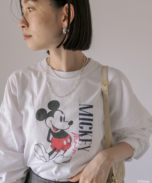 GOOD ROCK SPEED(グッドロックスピード)の「GOOD ROCK SPEED/MICKEYロングTシャツ(Tシャツ/カットソー・レディース・ホワイト/ネイビー・FREE)」の12枚目の写真
