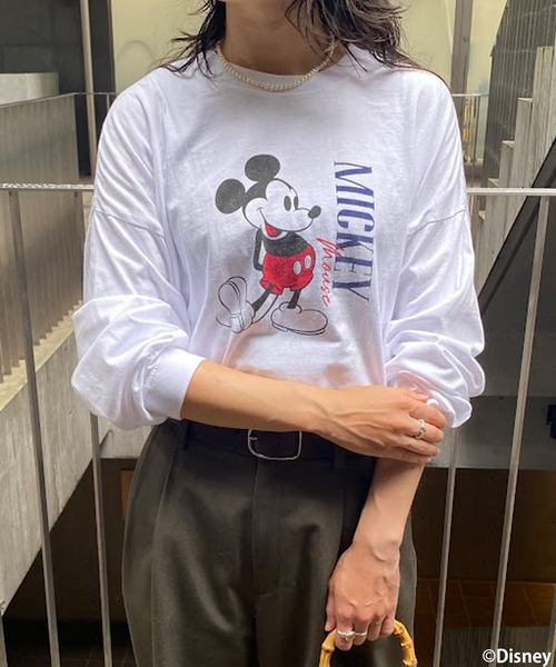 GOOD ROCK SPEED(グッドロックスピード)の「GOOD ROCK SPEED/MICKEYロングTシャツ(Tシャツ/カットソー・レディース・ホワイト/ネイビー・FREE)」の19枚目の写真
