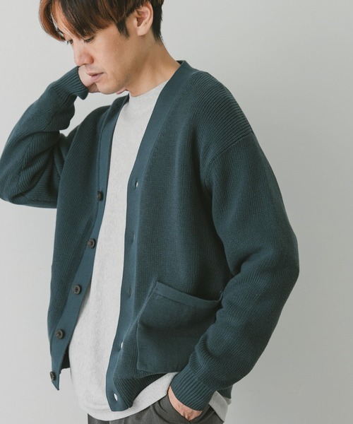 URBAN RESEARCH DOORS（アーバンリサーチドアーズ）の「ハードニットカーディガン（カーディガン/ボレロ・メンズ・オリーブ/ネイビー/ベージュ/ブルー・LARGE/MEDIUM）」の4枚目の写真