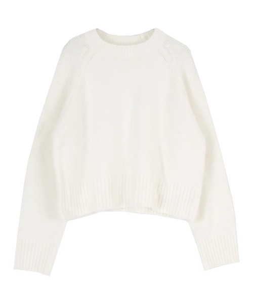 UR'S（ユアーズ）の「ｳｰﾙﾌﾞﾚﾝﾄﾞｸﾙｰﾈｯｸｸﾛｯﾌﾟﾄﾞﾆｯﾄ（ニット/セーター・レディース・ホワイト/ダークブラウン/ダークグリーン/パープル系その他/ネイビー・M/S/L）」の2枚目の写真