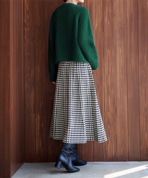 UR'S（ユアーズ）の「ｳｰﾙﾌﾞﾚﾝﾄﾞｸﾙｰﾈｯｸｸﾛｯﾌﾟﾄﾞﾆｯﾄ（ニット/セーター・レディース・ホワイト/ダークブラウン/ダークグリーン/パープル系その他/ネイビー・M/S/L）」の4枚目の写真