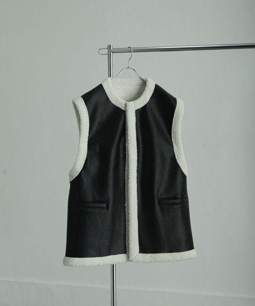 NILWAY（ニルウェイ）の「PUレザームートン ボア ベスト（ベスト・レディース・ブラック・MEDIUM/LARGE）」の11枚目の写真