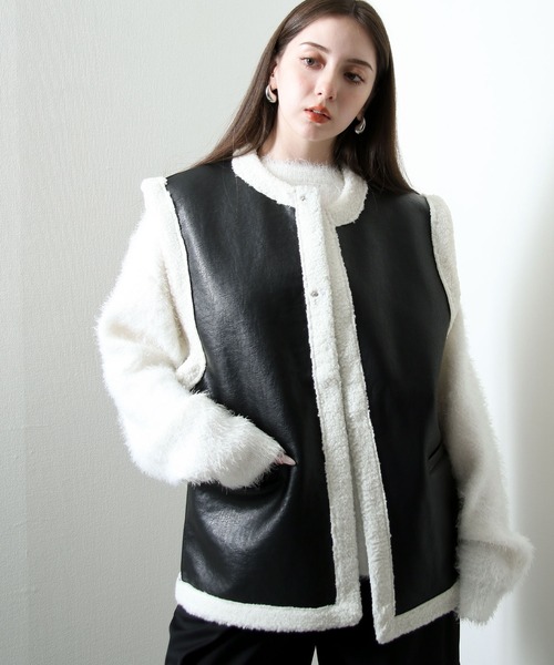 NILWAY（ニルウェイ）の「PUレザームートン ボア ベスト（ベスト・レディース・ブラック・MEDIUM/LARGE）」の12枚目の写真