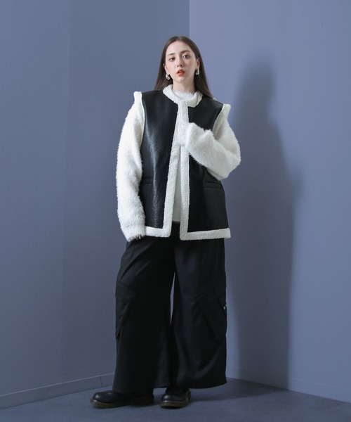 NILWAY（ニルウェイ）の「PUレザームートン ボア ベスト（ベスト・レディース・ブラック・MEDIUM/LARGE）」の18枚目の写真