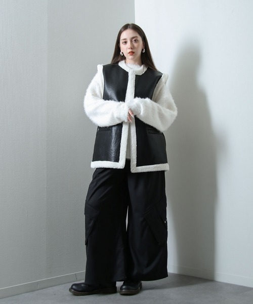 NILWAY（ニルウェイ）の「PUレザームートン ボア ベスト（ベスト・レディース・ブラック・MEDIUM/LARGE）」の16枚目の写真