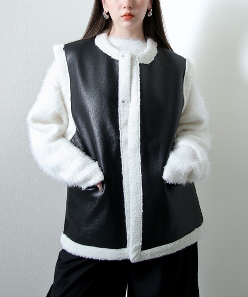 NILWAY（ニルウェイ）の「PUレザームートン ボア ベスト（ベスト・レディース・ブラック・MEDIUM/LARGE）」の13枚目の写真