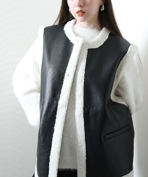 NILWAY（ニルウェイ）の「PUレザームートン ボア ベスト（ベスト・レディース・ブラック・MEDIUM/LARGE）」の15枚目の写真